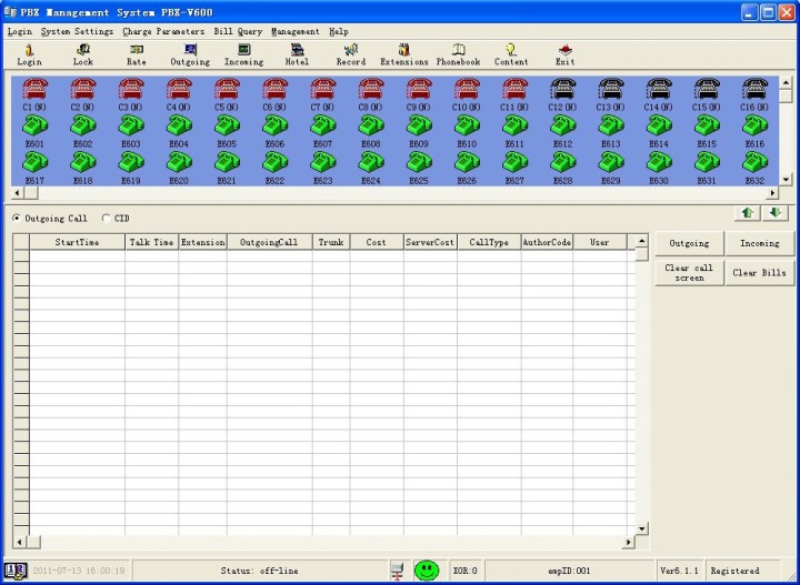 Telephone exchange 16 lines 80 analog PBX phone positions standard PBX PABX jr international - 1