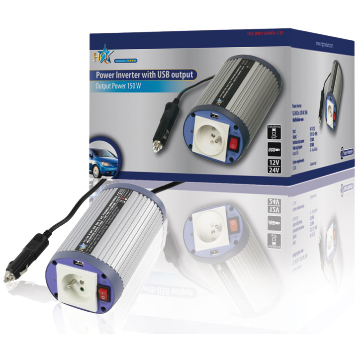 Convertidor 12v 150w 220v + USB con 240v 230v espárrago tierra hq-INV150wu12f hq - 1