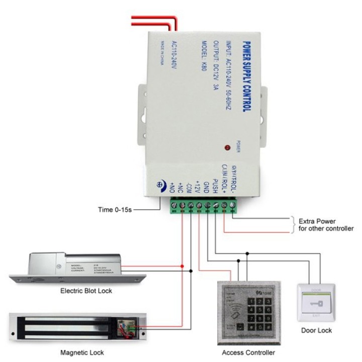 AC 110-240 V a DC 12V 3A Fuente de alimentación Para Puerta de Control de Acceso Control de alimentación jr international - 2