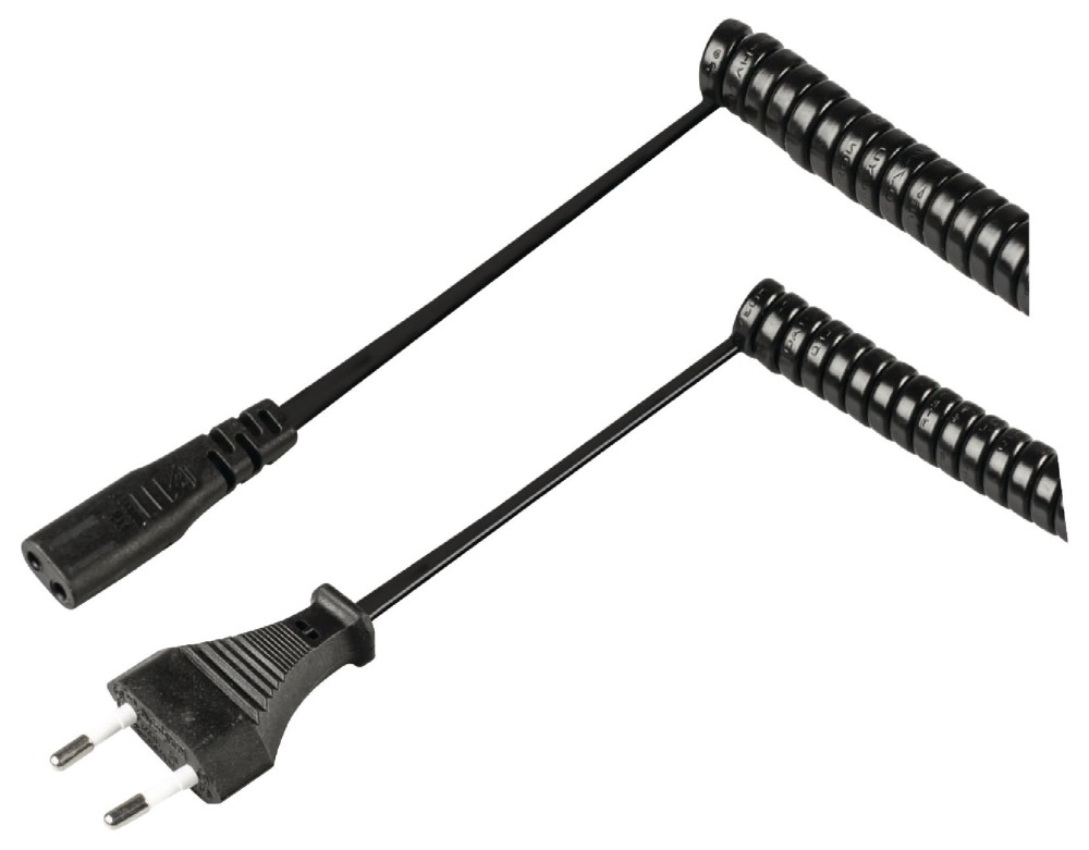 Spiralle power cable plug to European law iec-320-c7 2m black vlep11042b20 konig - 4