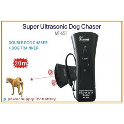 Il doppio dirige ultrasuoni scacciacani / Super Dog Chaser e traning cane con luce LED e laser 4 in 1 jr international - 10