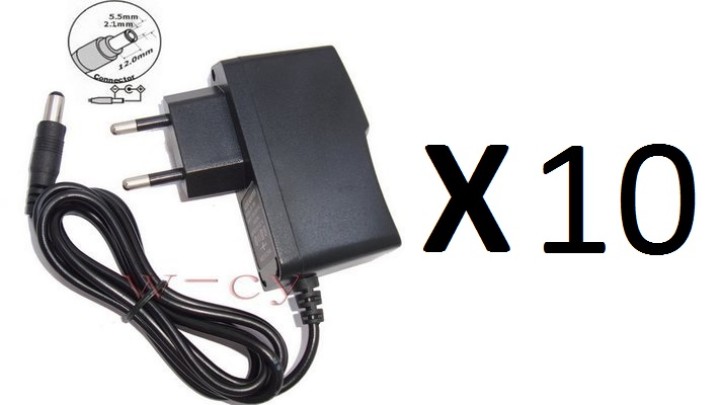 10 Adattatore di alimentazione 110v 220v 12v 1a a 5.5x potenza 2,1 millimetri jack di alimentazione con convertitore ansmann - 1
