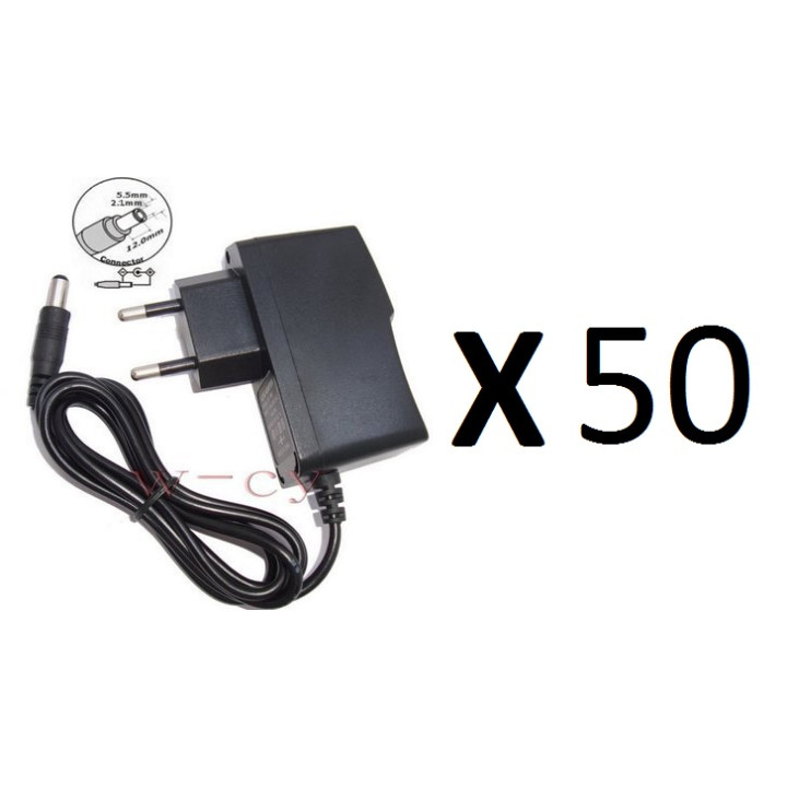 50 Adaptador de corriente 110v 220v 12v 1a a 5,5 x 2,1 mm enchufe hembra convertidor jr international - 1