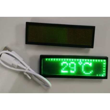 Mini Rechargeable green Led Programmable Display Name Badge Scrolling With  USB Programming, Different Languages, 8 Compatible