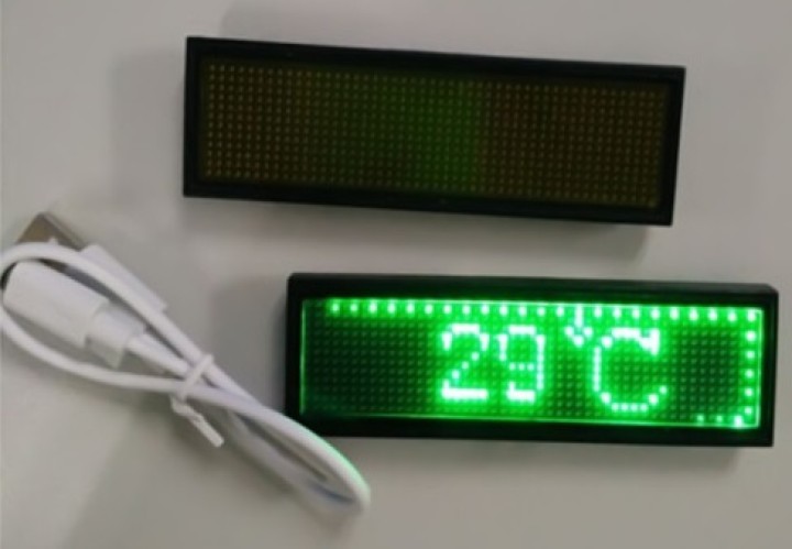 Mini ricaricabile display a led verde programmabile nome distintivo Scrolling Con programmazione USB, lingue diverse, 8 compatib