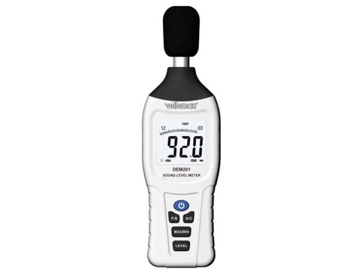 30 dB 80 dB Sound Level Meter 130 dB sonómetro mide su dem201 resolución 1.4db velleman - 3