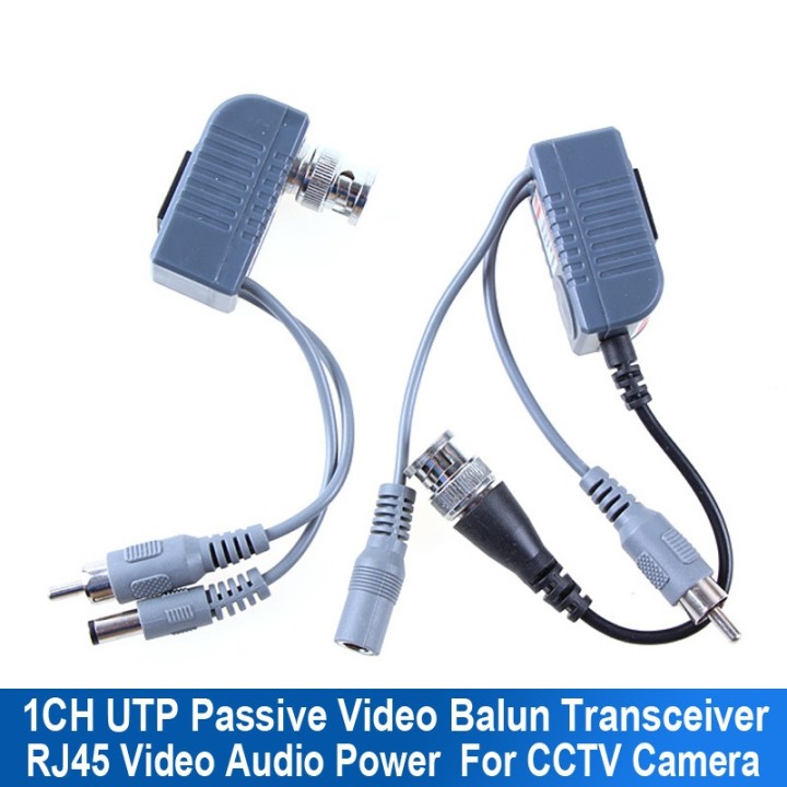 2 BNC Male Coax Video Balun with Audio + PSU CCTV Camera 2-pin terminal block deamx - 1