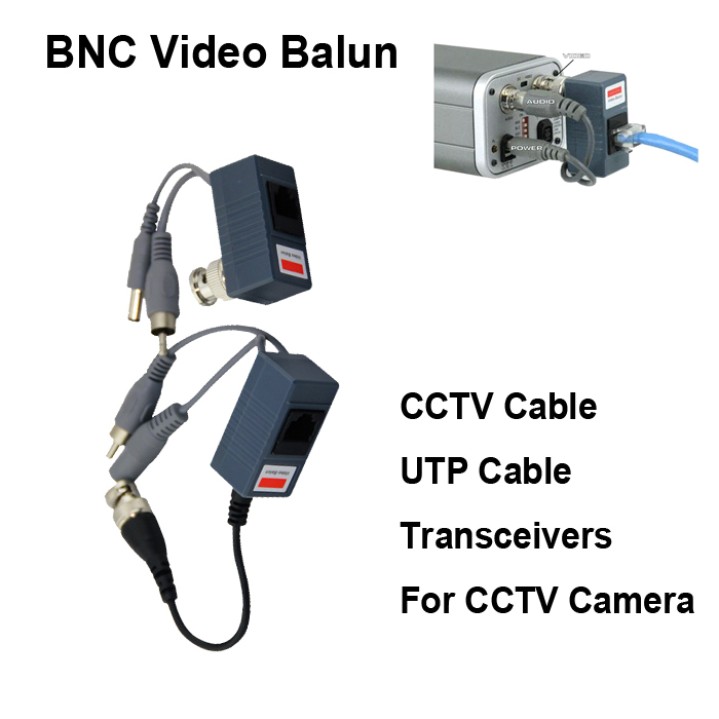 2 BNC-Stecker Koax-Video Balun mit Audio + PSU CCTV-Kamera 2-polige Anschlussklemme deamx - 1