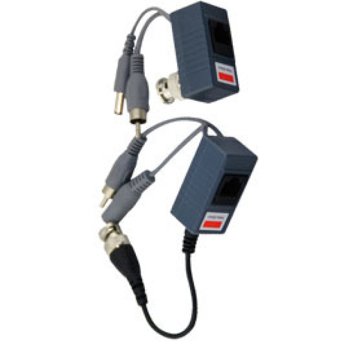 2 BNC macho coaxial Balun video con PSU cámara CCTV bloque de terminales Audio + 2 pines deamx - 3