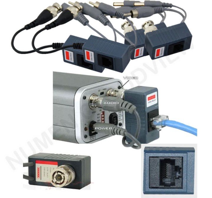 2 BNC-Stecker Koax-Video Balun mit Audio + PSU CCTV-Kamera 2-polige Anschlussklemme deamx - 4