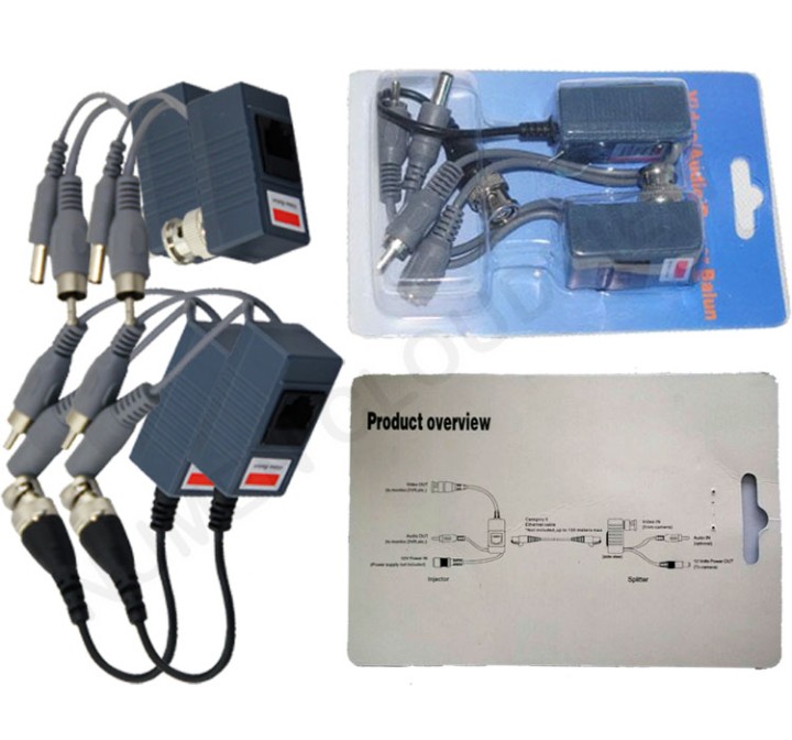 2 BNC-Stecker Koax-Video Balun mit Audio + PSU CCTV-Kamera 2-polige Anschlussklemme deamx - 5