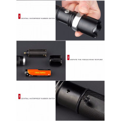 1000LM 5W waterproof cree led rechargeable flashlight police traffic command zoomable torch light by 18650 car charge for SOS jr