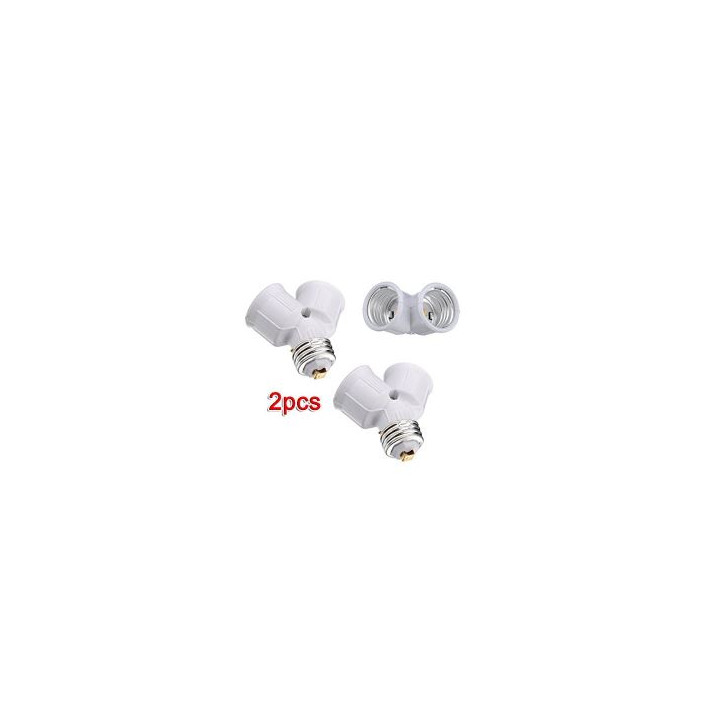 2 X Adaptación 2 socket bombilla led e27 e27 doblador de salida dual 12v 24v 220v lámparas toogoo - 1