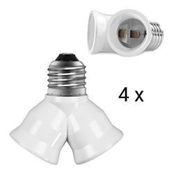 4 X E27 to 2 e27 led light bulb lamp base adapter converter holder socket 12v 24v 48v 220v lampholder conversion kwmobile - 1