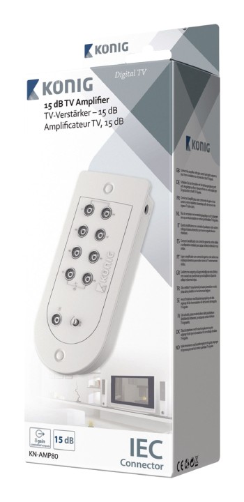 TV 15 dB de control de ganancia del amplificador 8 salidas kn-AMP80 konig - 2
