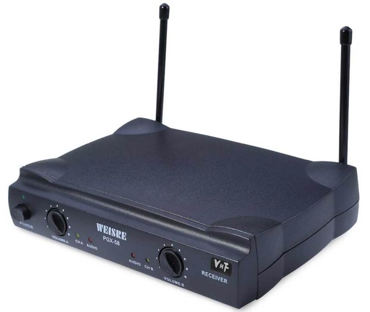 Receiver high frequency + 2 microphones vhf 170 260mhz 30 130m receiver + micros professionnal jr international - 3