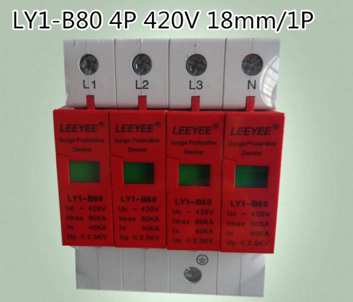 Surge pole high capacity rail din 385v/420v 4 percent surge arrester type 1 80ka schneider electric - 2