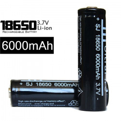 18650 Negro 18650 3.7v batería recargable de Li ion 6000mAh para la antorcha del faro tl - 1