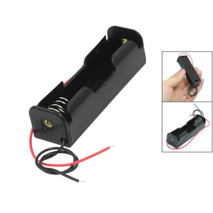 1 Pce cassa del supporto per 1 x 18.650 nero con 6 'Conduttori di plastica brandnew Batteria bagagli piles44 - 1