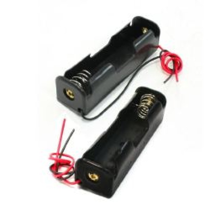 2 X Stk Fall-Kasten-Halter für 1 x 18650 Schwarz mit 6 'Drahtanschlüssen nagelneu Plastik Batterie-Speicher edealmax - 3