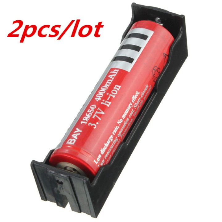 2 X Pce Case Box Holder for 1 x 18650 Black with 6' Wire Leads Brand New Plastic Battery Storage edealmax - 1
