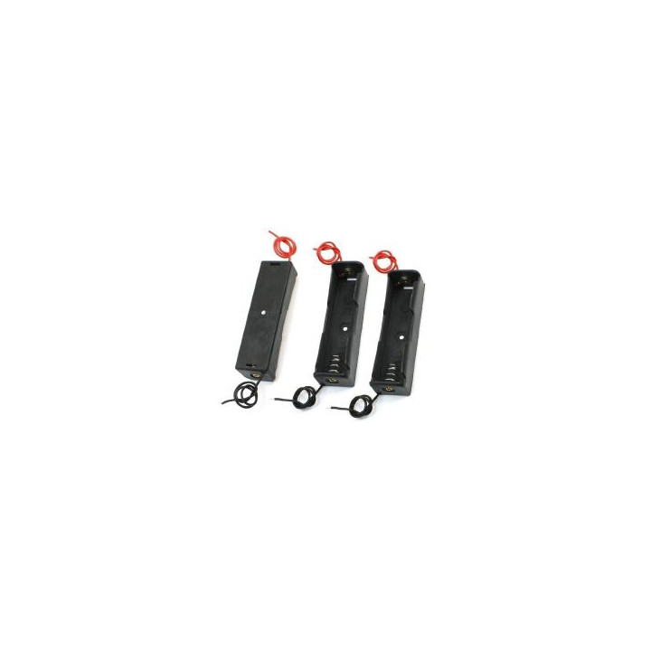 3 caja de la caja Pza Soporte para 1 x 18650 Negro con 6 'Wire Leads estrenar de plástico de almacenamiento de la batería edealm