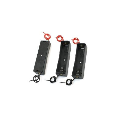 3 caja de la caja Pza Soporte para 1 x 18650 Negro con 6 'Wire Leads estrenar de plástico de almacenamiento de la batería edealm