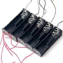 5 caja de la caja Pza Soporte para 1 x 18650 Negro con 6 'Wire Leads estrenar de plástico de almacenamiento de la batería sodial