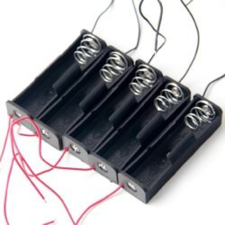 5 Pce Case Box Holder for 1 x 18650 Black with 6' Wire Leads Brand New Plastic Battery Storage sodial - 1