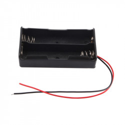 3.7V Clip Holder Box Case Black With Wire for 2 18650 Battery edealmax - 2