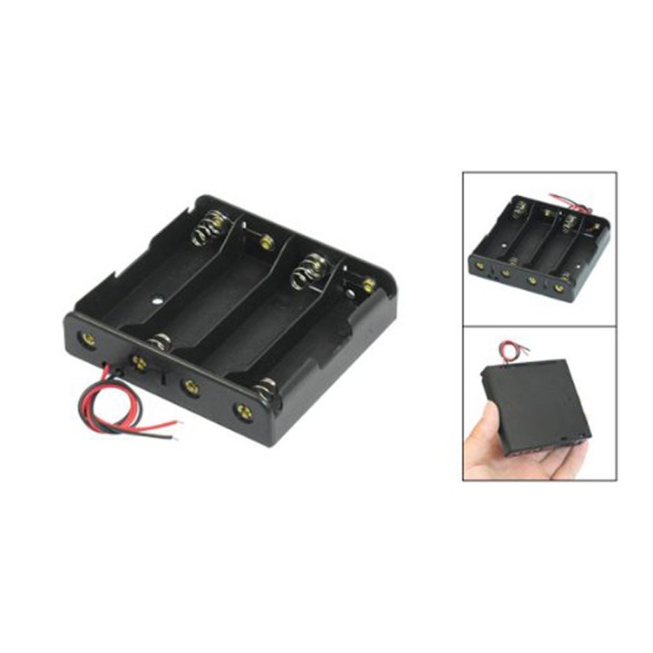 Schwarz 4 x 3,7 V 18650 Spitz zulaufend Spitze Battery Holder Etui Anschlussdrähte piles44 - 13