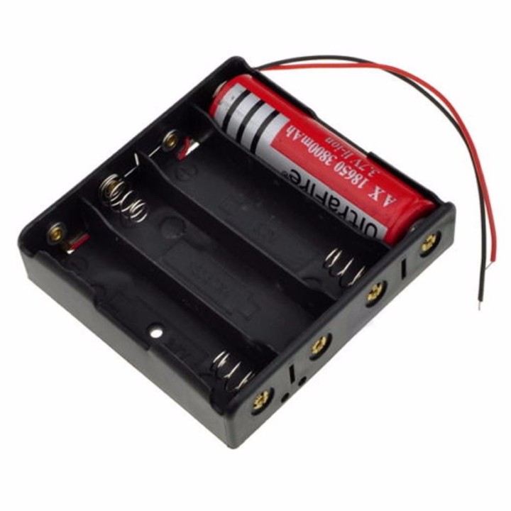 Negro 4 x 3.7V 18650 puntiagudas caso Holder Cables de alambre Tip batería piles44 - 2