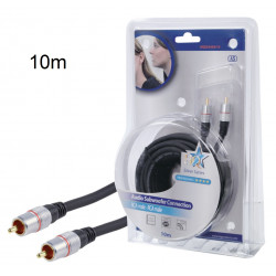Stereo Audio Video Cable double shielded 2x1 RCA gold plated analog digital 10m hq - 1