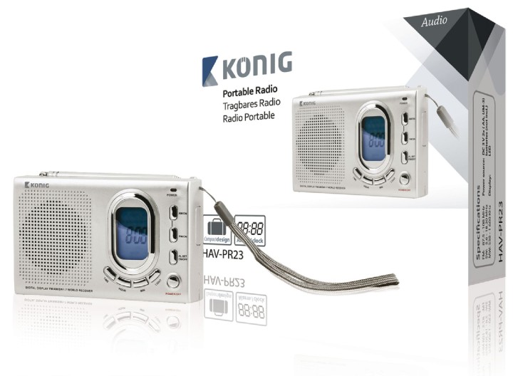Tragbare digitale Display-Radiowecker konig 2 Bänder FM MW SW 1-7 Band nedis - 6
