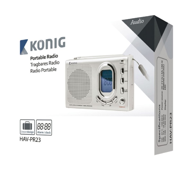 Portable digital display clock radio konig 2 bands FM MW SW 1-7 band nedis - 4