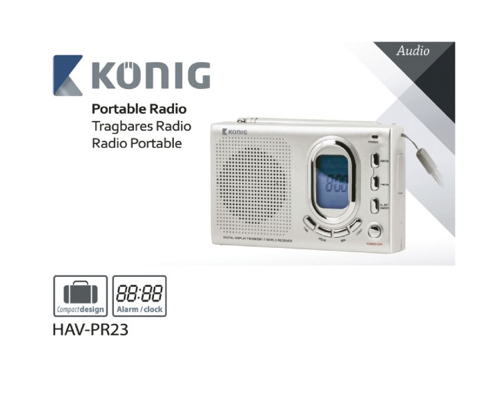 Portable orologio digitale Konig della radio 2 fasce fascia FM Mw SW 1-7 nedis - 5