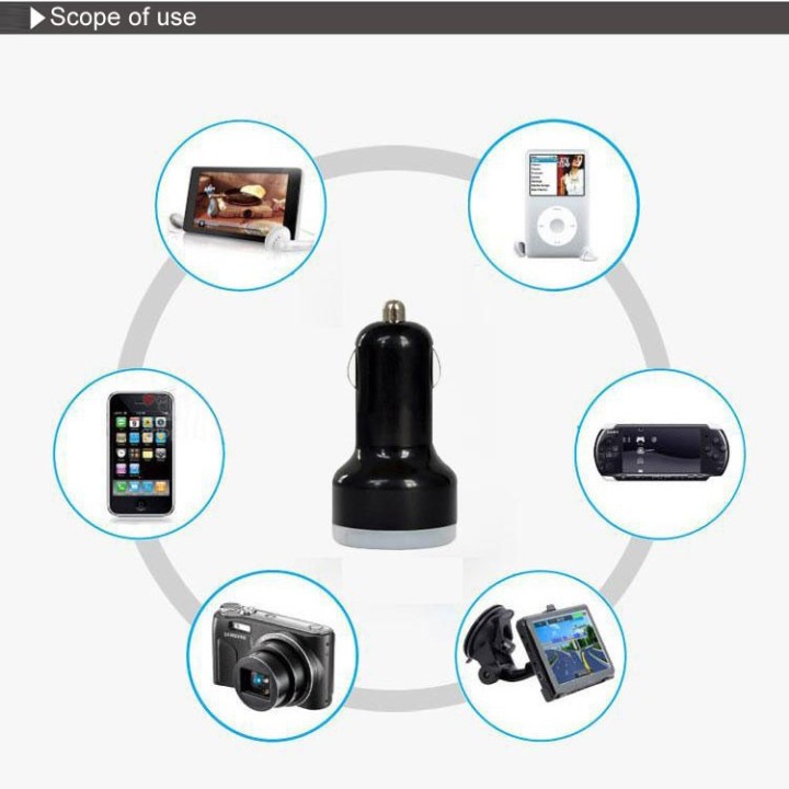 Micro Auto Universal Dual 2 Port USB Car Charger For iPhone iPad iPod 2.1A Mini Car Charger Adapter / Cigar Socket Black bluesto