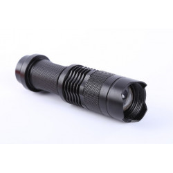 SK68 Q5 300-Lumen Lens LED Flashlight Portable LED Flashlight Torch Lamp Outdoor Travel w/Red Light Stick ledwarning - 1
