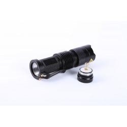 SK68 Q5 300-Lumen Lens LED Torcia portatile Torcia Flashlight LED lampada esterna Viaggi w / Red Light Stick ledwarning - 2