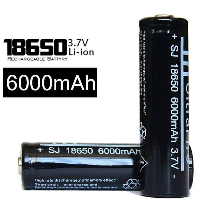 18650 Nero 18650 ricaricabile Li ion 3.7v 6000mAh batteria per la torcia Proiettore jr international - 1