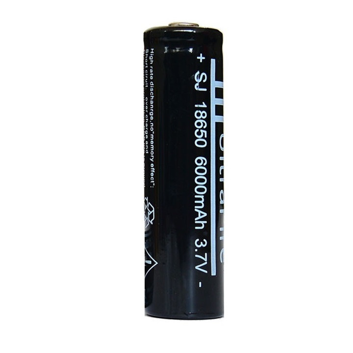 18650 Negro 18650 3.7v batería recargable de Li ion 6000mAh para la antorcha del faro jr international - 2