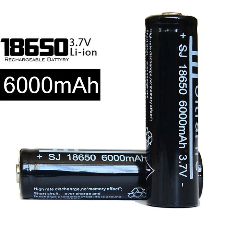 18650 Batteries Black 18650 Rechargeable Li ion 3.7v 6000mah Battery For Torch Headlamp jr international - 1
