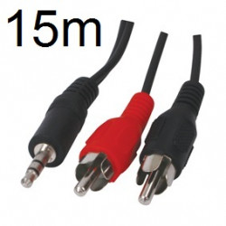 Audio cable 3.5mm stereo male to 2 rca cord 15m konig cable-458/15 valueline - 1