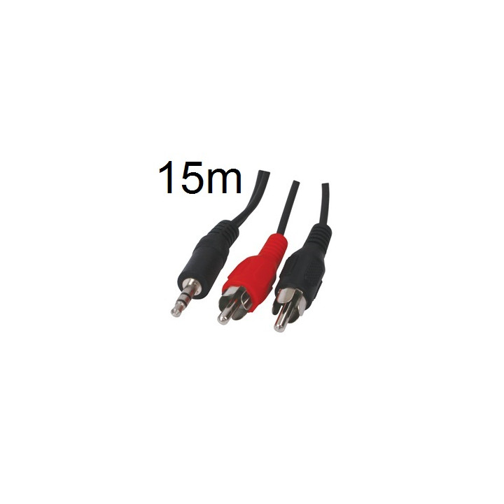 Cable de audio macho estéreo de 3,5 mm a 2 rca cable de 15m konig cable-458/15 valueline - 1