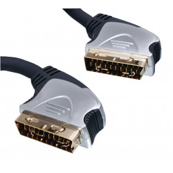 Cable Scart male high quality 21-pin male gold plated Double shielded ofc 10 meters hq - 2