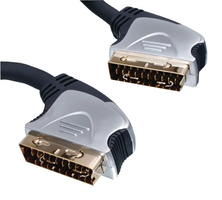 Kabel Scart männlich hochwertigen 21-poligen Stecker Gold Doppelzogene OFC 10 Meter abgeschirmt hq - 2