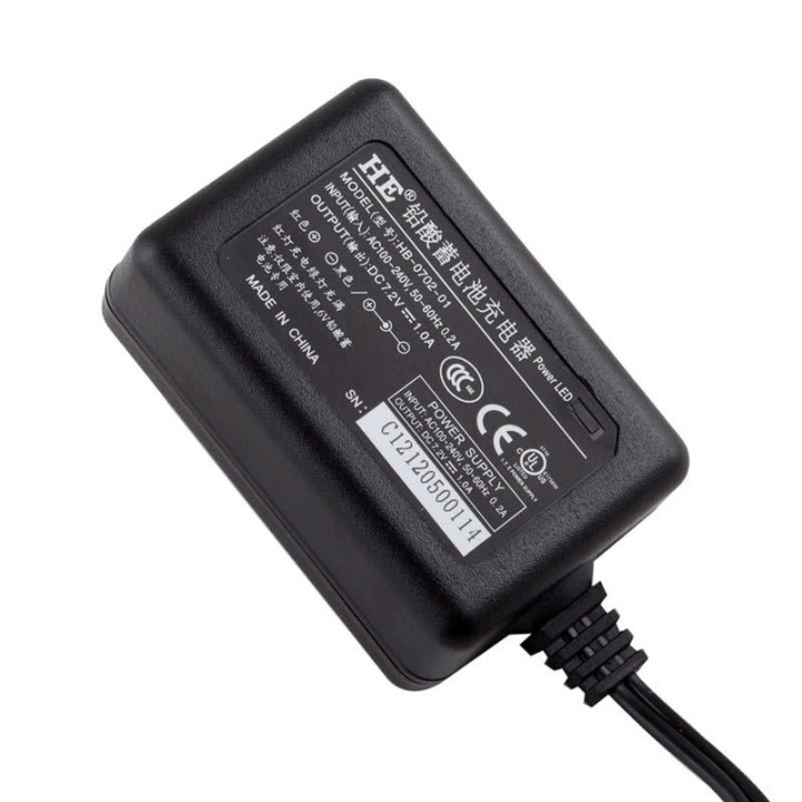 7.2vcc ladegerät 220v 110v 0.5a 6v 1a 6w akku akku motorrad 1a 12a hb-0702 filmer - 1
