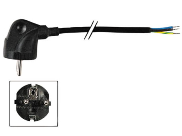 Cordone elettrico 1.5m 3x0.75mm2 maschio 10 16a verso cavo senza spinotto cordoni settore cordone settore velleman - 1