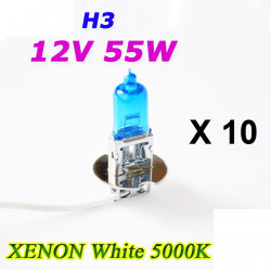 10 x 12V 55W H3 Car-styling Halogen Lamp 5000K Xenon Dark Blue Quartz Glass Car Headlight Light Bulb Super White jr internationa