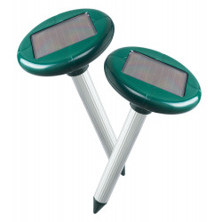 2 solar powered mole deterrent electronic ground rodent mole repeller, 25m 700m2 professional ultrasonic repelling system ose - 